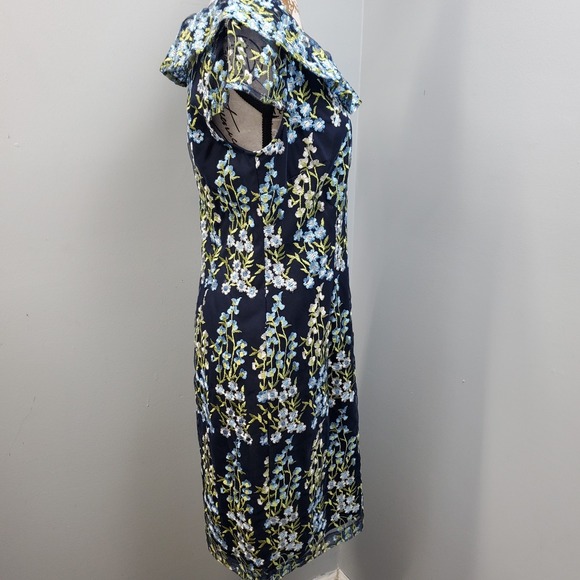 Karl Lagerfeld Paris Dress Womens 6 Multi Embroidered Floral Boat Neck Back Zip - Picture 9 of 9